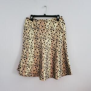 Doncaster Black & Gold Metallic Dressy Circle Skirt Size 8 NWT